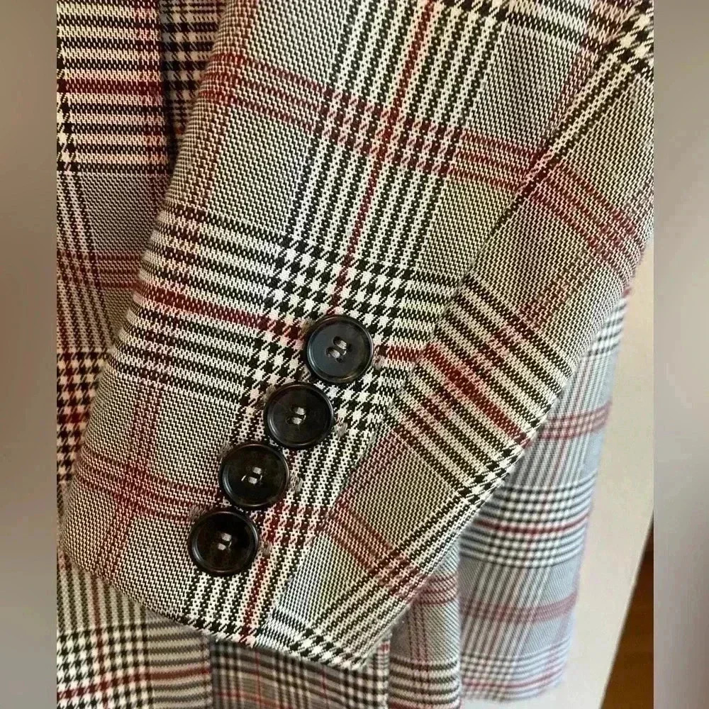 Walter Baker Women's Saundra Plaid Blazer Jacket in Grey Multi Size M Preppy - Picture 8 of 10